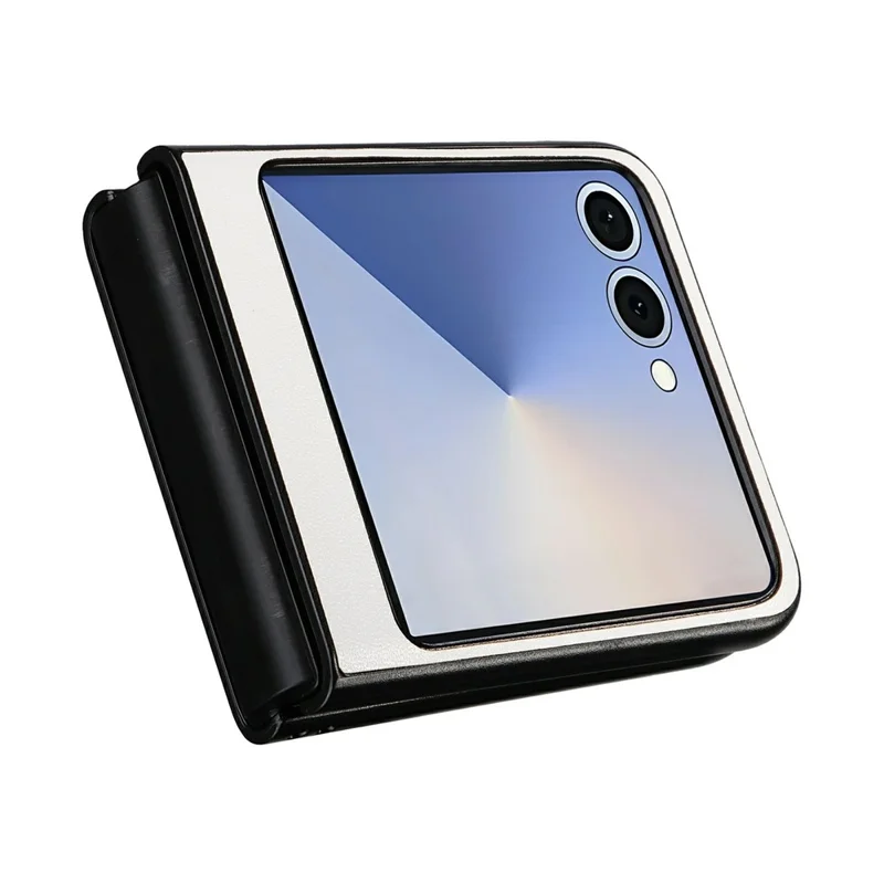 For Samsung Galaxy Z Flip8 Case PU Leather Hard PC Protective Phone Cover - White