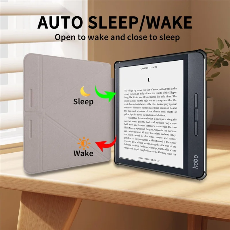 For Kobo Libra H2O E-Reader Cover Pattern Print PU Leather Stand Flip Case - Graffiti
