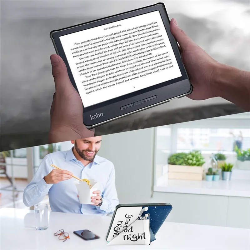 For Kobo Libra H2O E-Reader Cover Pattern Print PU Leather Stand Flip Case - Graffiti