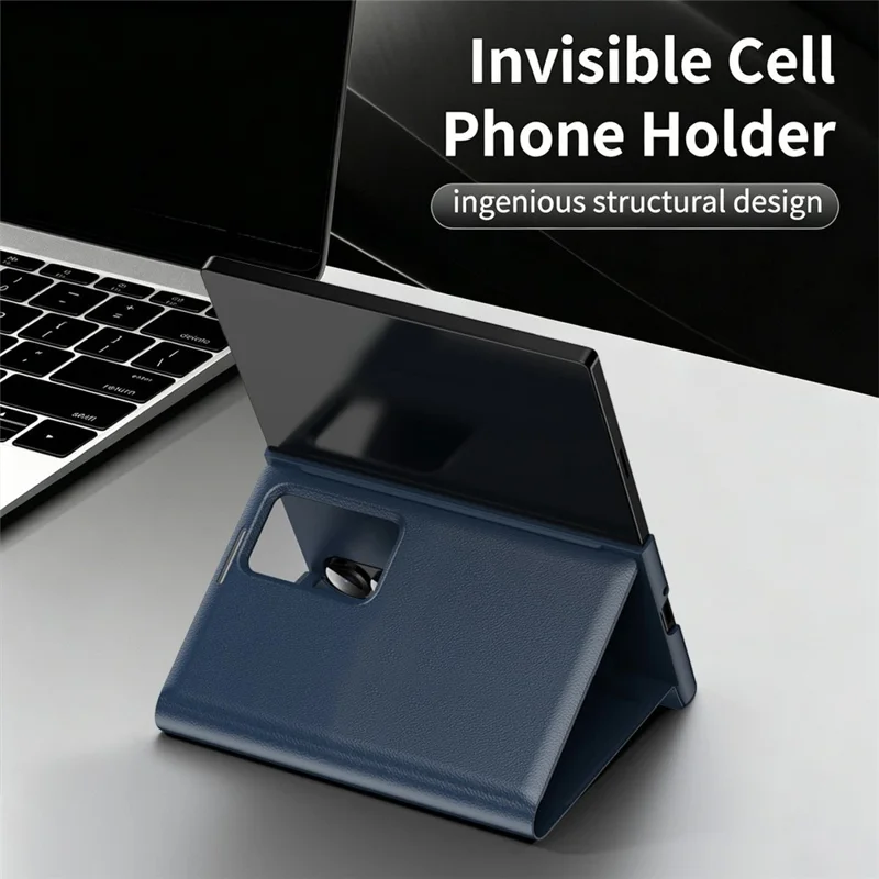 For Samsung Galaxy Z Fold8 Case with Card Holder Smart View Window Leather Phone Cover - Sapphire