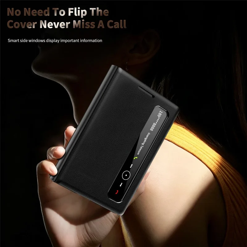 For Samsung Galaxy Z Fold8 Case Smart View Window Leather Phone Cover - Black