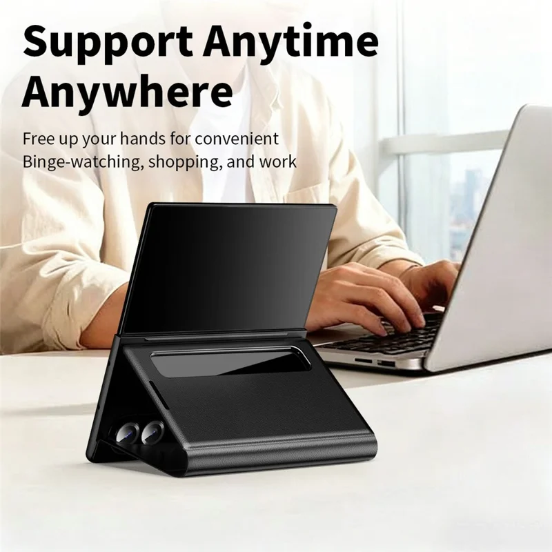 For Samsung Galaxy Z Fold8 Case Smart View Window Leather Phone Cover - Black