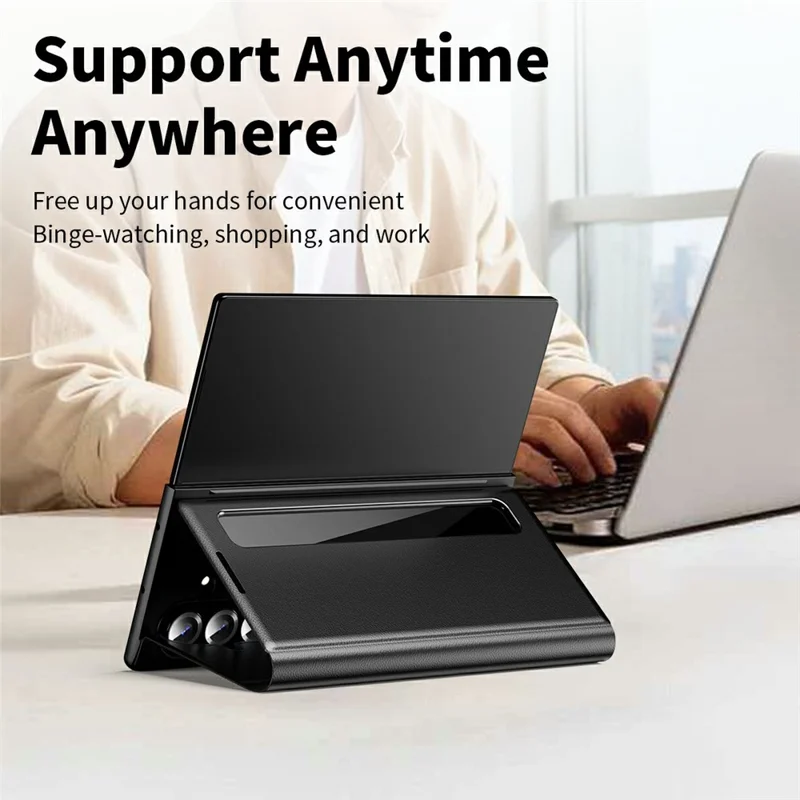 For Samsung Galaxy Z Fold8 Ultra Case Smart View Window Leather Phone Cover - Black