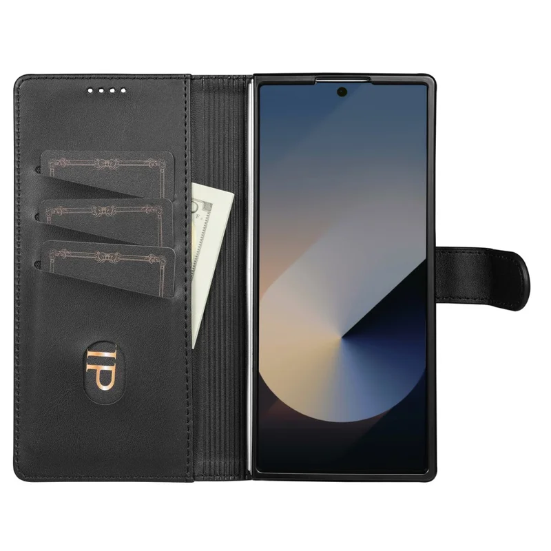 AZNS For Samsung Galaxy Z Fold8 Ultra Case PU Leather Wallet Phone Cover - Black
