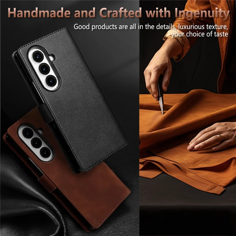 AZNS For Samsung Galaxy Z Fold8 Ultra Case PU Leather Wallet Phone Cover - Black
