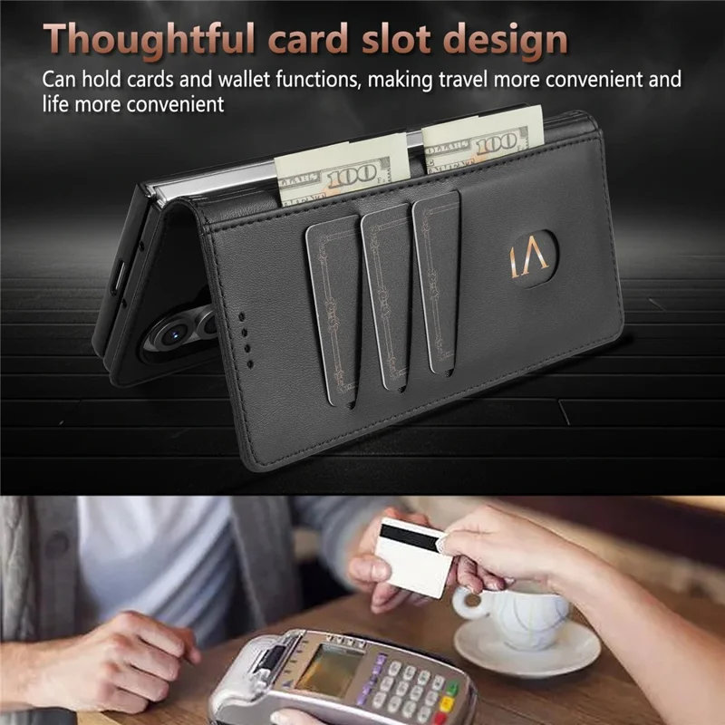 AZNS For Samsung Galaxy Z Fold8 Ultra Case PU Leather Wallet Phone Cover - Black