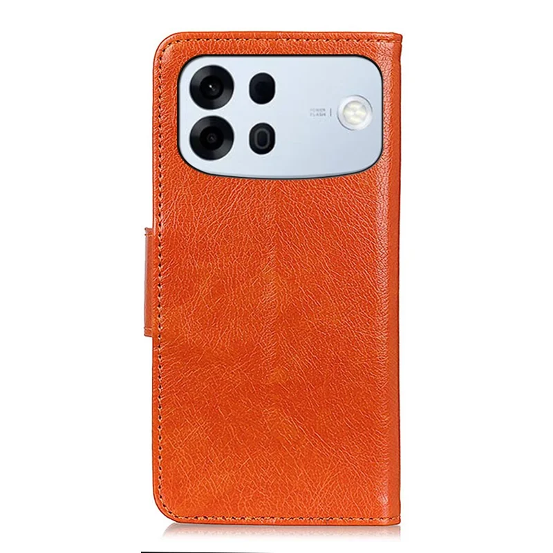For Oppo A7 Pro Max 5G Case Nappa Texture Split Leather Wallet Phone Cover - Orange