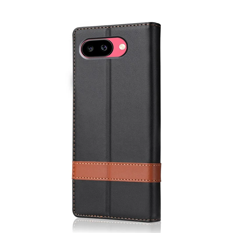 N.BEKUS P5 Series for Google Pixel 10a Leather Case Dual Color Stitching RFID Blocking Wallet Phone Cover - Black