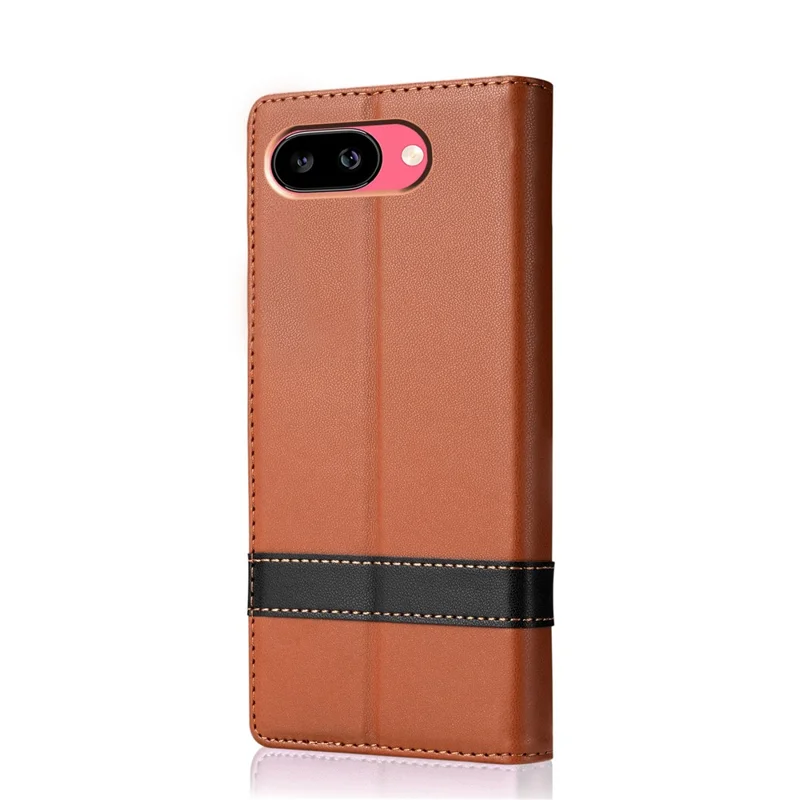 N.BEKUS P5 Series for Google Pixel 10a Leather Case Dual Color Stitching RFID Blocking Wallet Phone Cover - Brown