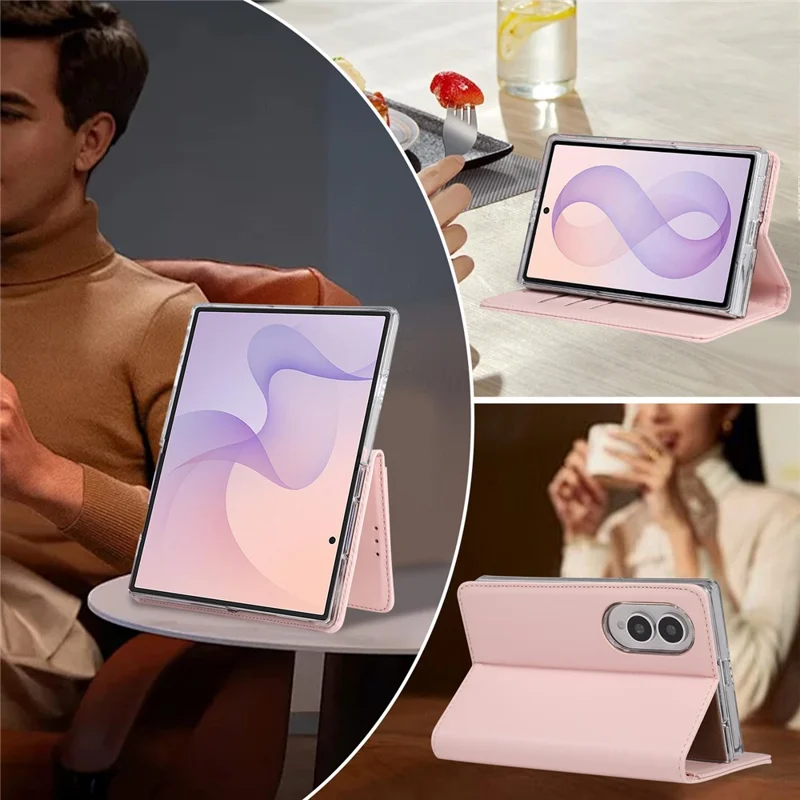 ABEEL For Samsung Galaxy Z Fold8 Phone Case RFID Blocking Leather Flip Cover - Pink