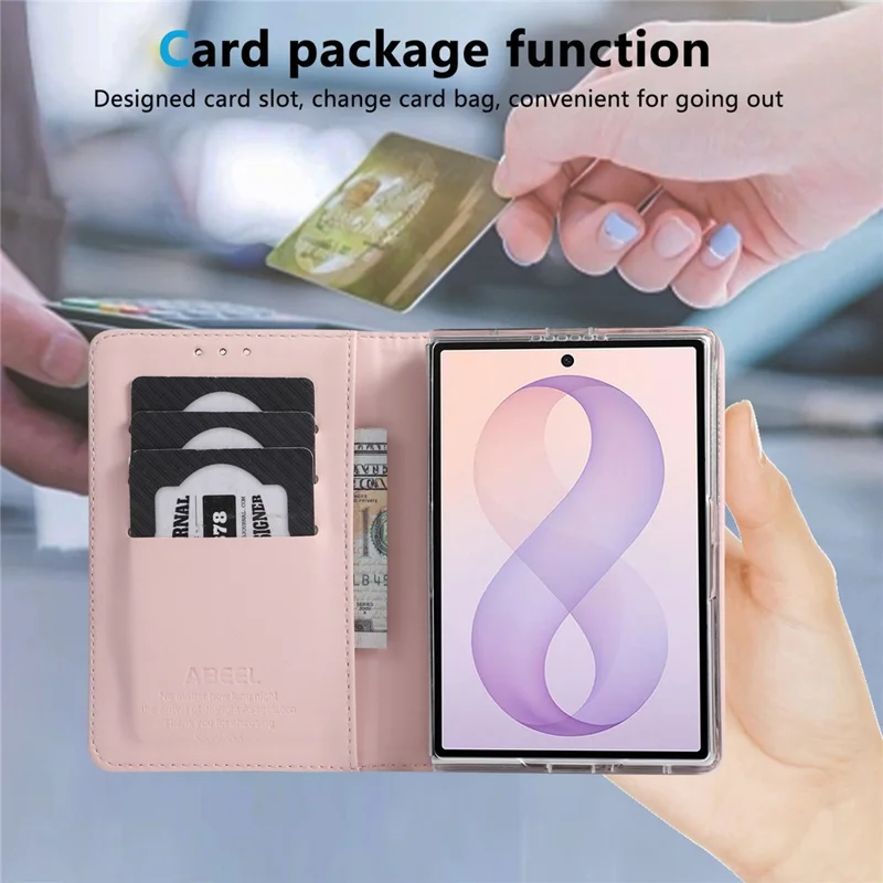 ABEEL For Samsung Galaxy Z Fold8 Phone Case RFID Blocking Leather Flip Cover - Pink