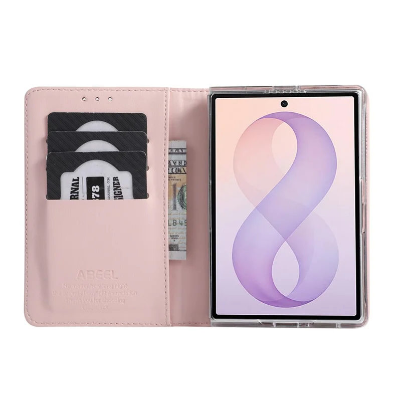 ABEEL For Samsung Galaxy Z Fold8 Phone Case RFID Blocking Leather Flip Cover - Pink