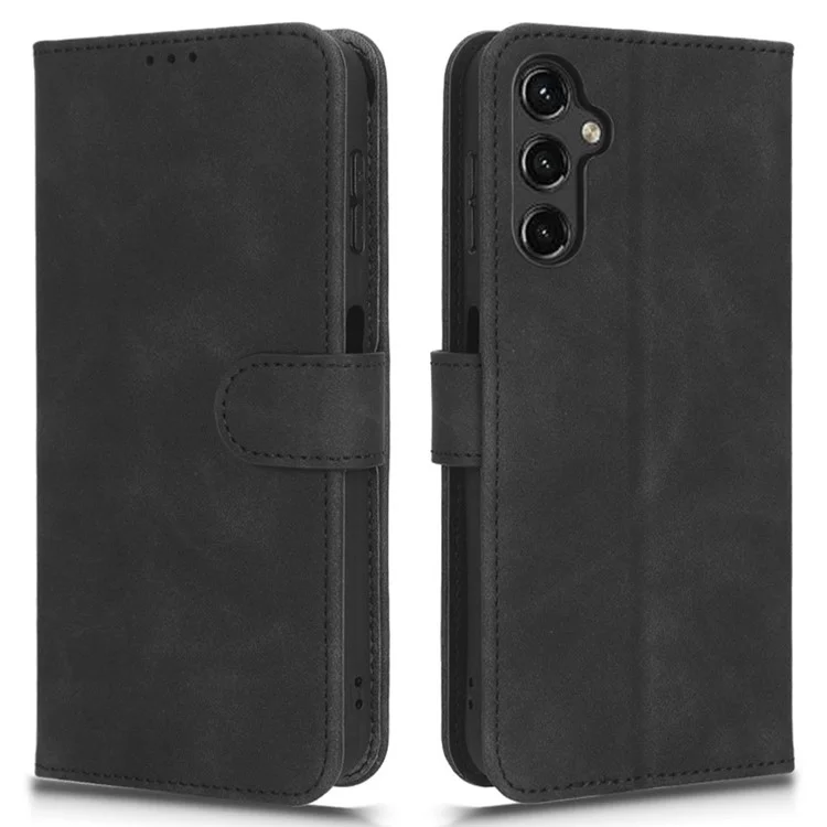 For Samsung Galaxy A14 5G / A14 4G PU Leather Stand Magnetic Clasp Shockproof Case Skin-Touch Feeling Flip Phone Wallet Cover - Black