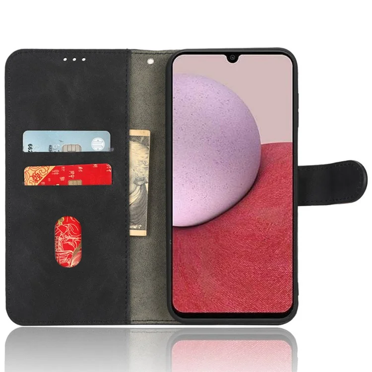 For Samsung Galaxy A14 5G / A14 4G PU Leather Stand Magnetic Clasp Shockproof Case Skin-Touch Feeling Flip Phone Wallet Cover - Black