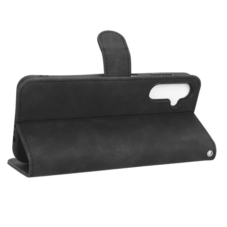 For Samsung Galaxy A14 5G / A14 4G PU Leather Stand Magnetic Clasp Shockproof Case Skin-Touch Feeling Flip Phone Wallet Cover - Black