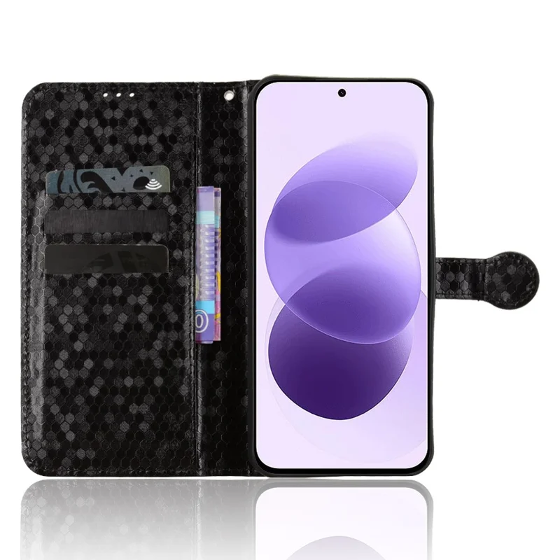 Plånboksfodral för Xiaomi Redmi Note 17 5G med prickmönster, PU-läder mobilskal med handledsband - Svart