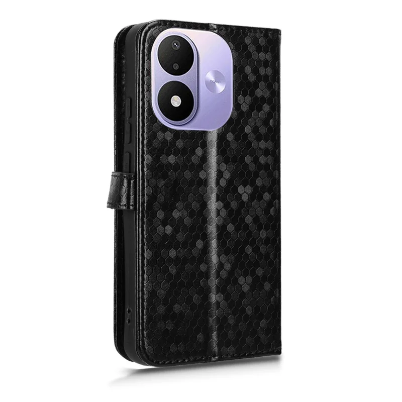 Plånboksfodral för Xiaomi Redmi Note 17 5G med prickmönster, PU-läder mobilskal med handledsband - Svart