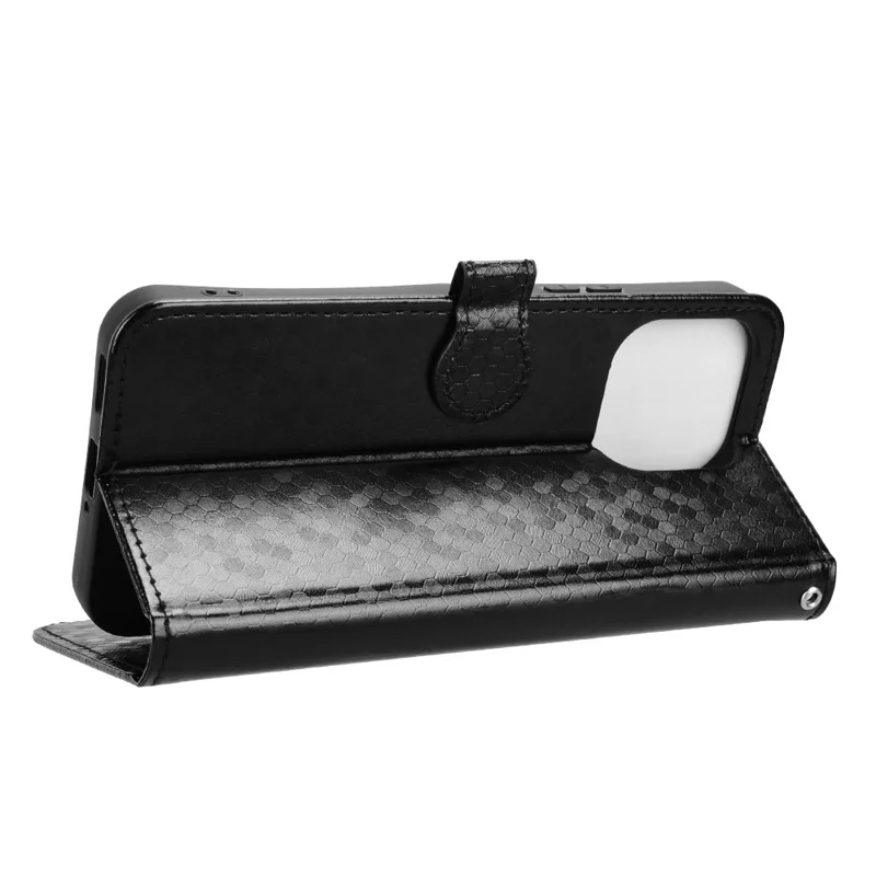 For OnePlus N6 4G Wallet Case Dot Pattern Imprint PU Leather Phone Cover with Wrist Strap - Black