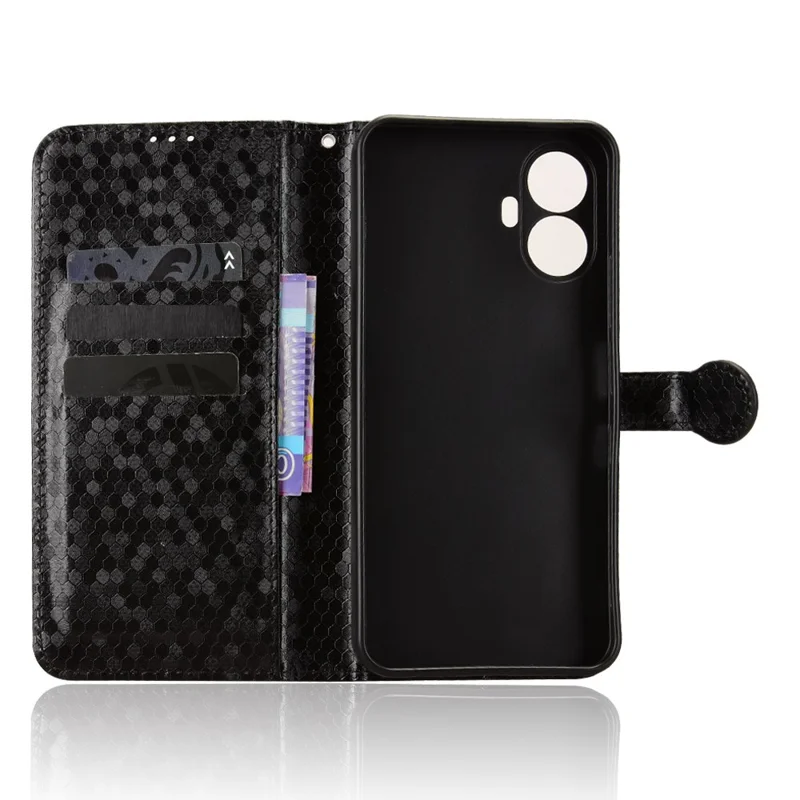 For TCL K70 Nxtpaper 5G Wallet Case Dot Pattern Imprint PU Leather Phone Cover with Wrist Strap - Black