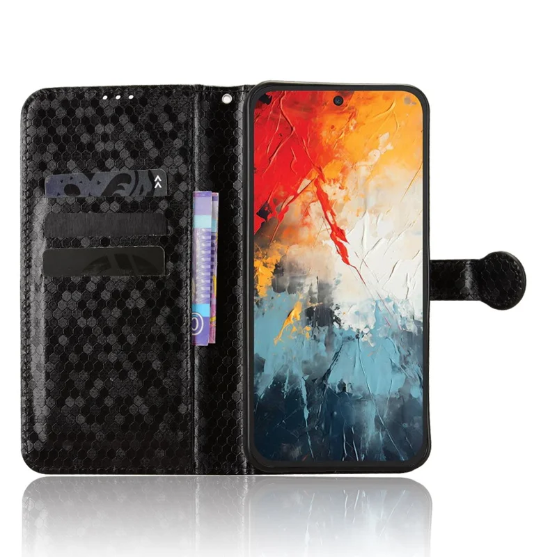 For TCL K70 Nxtpaper 5G Wallet Case Dot Pattern Imprint PU Leather Phone Cover with Wrist Strap - Black