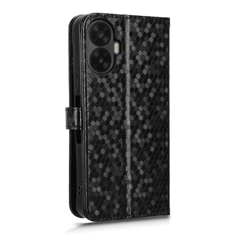 For TCL K70 Nxtpaper 5G Wallet Case Dot Pattern Imprint PU Leather Phone Cover with Wrist Strap - Black