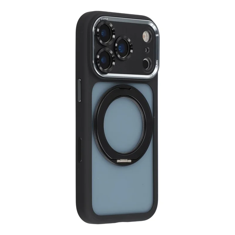 For iPhone 18 Pro / 17 Pro Case Magnetic Rotating Kickstand TPU + Acrylic Shockproof Phone Cover with AI Camera Button - Black