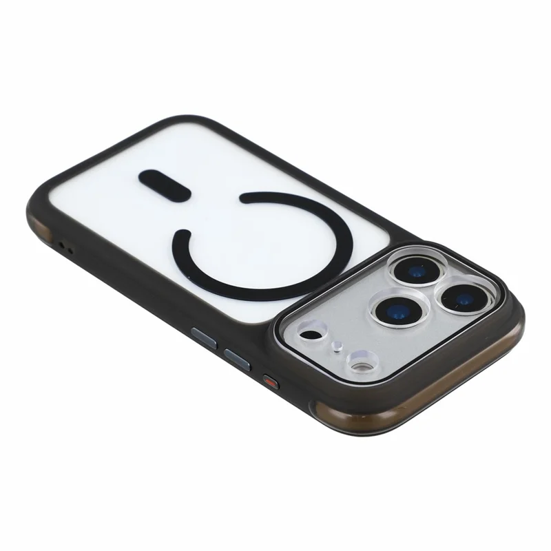 For iPhone 18 Pro Max / 17 Pro Max Magnetic Case Airbag Cushioning TPU + Acrylic Transparent Back Protective Cover with AI Camera Button - Black