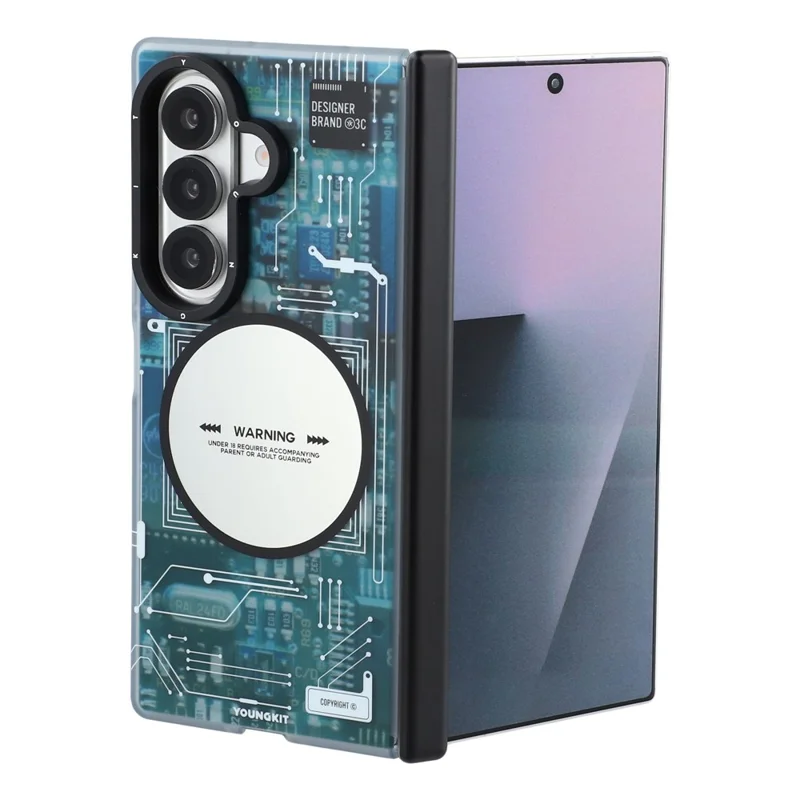 YOUNGKIT Technology Series for Samsung Galaxy Z Fold8 Ultra Magnetic Case Hard PC IMD Phone Cover - Grey