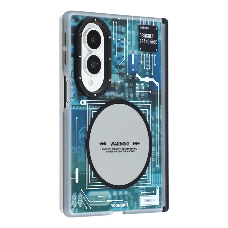 YOUNGKIT Technology Series for Samsung Galaxy Z Fold8 Magnetic Case Hard PC IMD Phone Cover - Grey