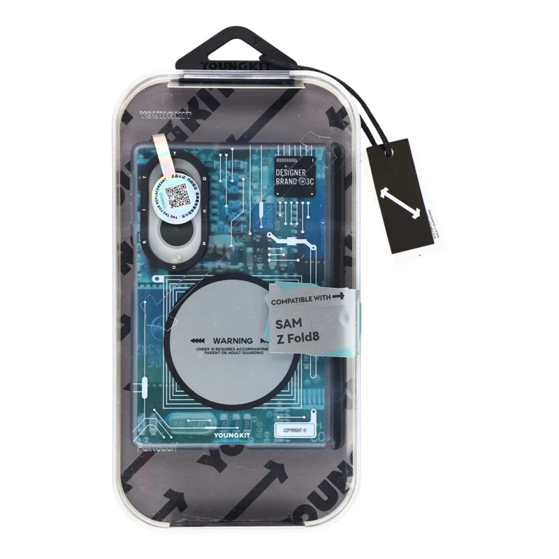 YOUNGKIT Technology Series for Samsung Galaxy Z Fold8 Magnetic Case Hard PC IMD Phone Cover - Grey