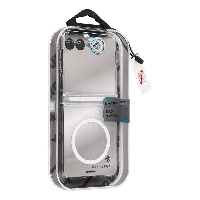 YOUNGKIT For Samsung Galaxy Z Flip8 Magnetic Case PC Phone Cover with Hinge / Front Frame - Transparent