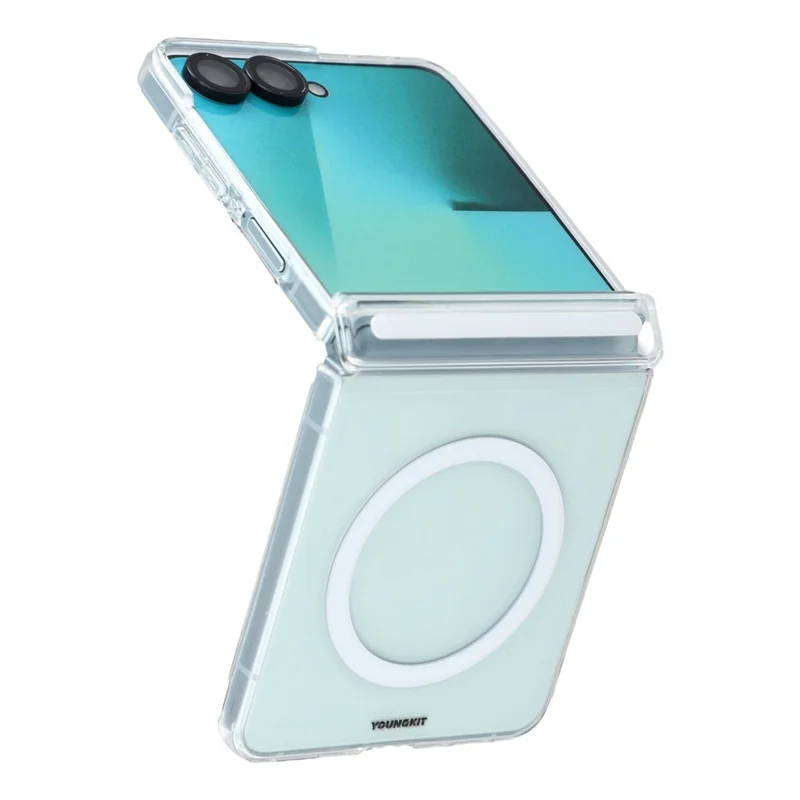YOUNGKIT For Samsung Galaxy Z Flip8 Magnetic Case PC Phone Cover with Hinge / Front Frame - Transparent