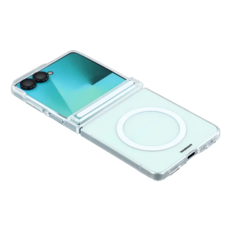 YOUNGKIT For Samsung Galaxy Z Flip8 Magnetic Case PC Phone Cover with Hinge / Front Frame - Transparent