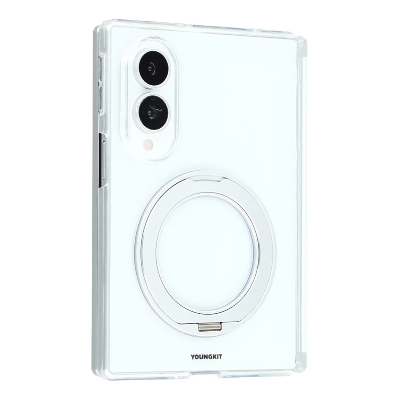 YOUNGKIT For Samsung Galaxy Z Fold8 Magnetic Case PC Phone Cover with Rotating Kickstand - Transparent