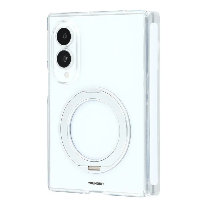 YOUNGKIT For Samsung Galaxy Z Fold8 Magnetic Case PC Phone Cover with Rotating Kickstand - Transparent