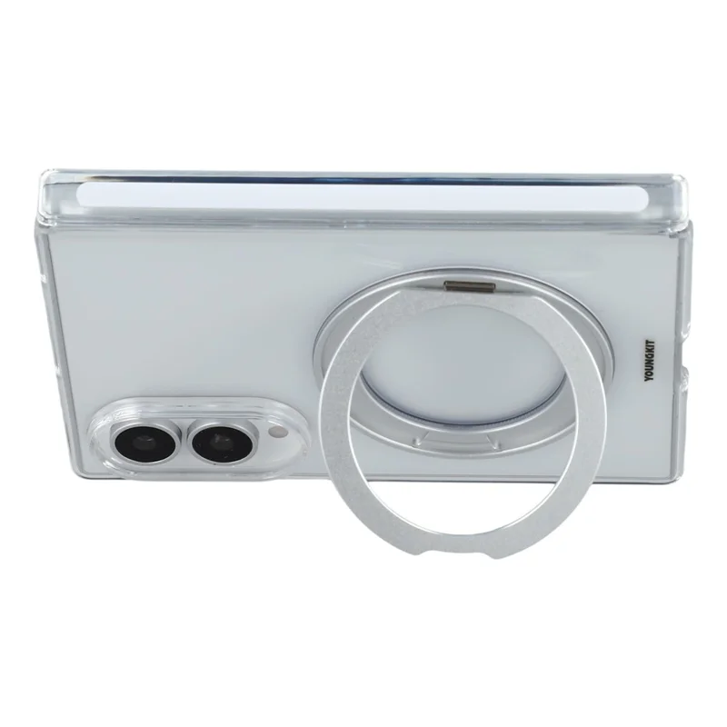 YOUNGKIT For Samsung Galaxy Z Fold8 Magnetic Case PC Phone Cover with Rotating Kickstand - Transparent