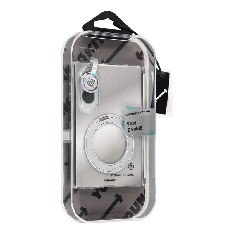 YOUNGKIT For Samsung Galaxy Z Fold8 Magnetic Case PC Phone Cover with Rotating Kickstand - Transparent