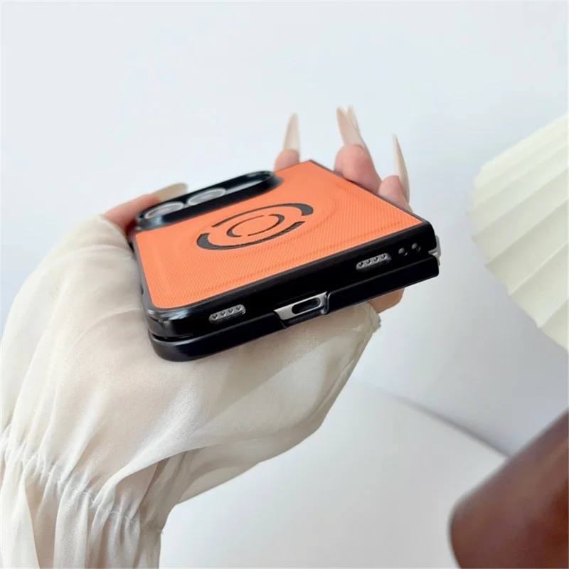 WANLONFENG KJB Série pour iPhone Fold Étui Magnétique avec Texture en Tissu Technique PC + TPU, Housse de Protection pour Téléphone - Orange