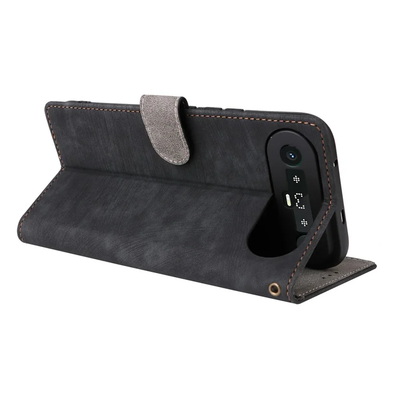 For TECNO Camon Slim 4G Wallet Case RFID Blocking PU Leather Phone Cover Stand with Strap - Black
