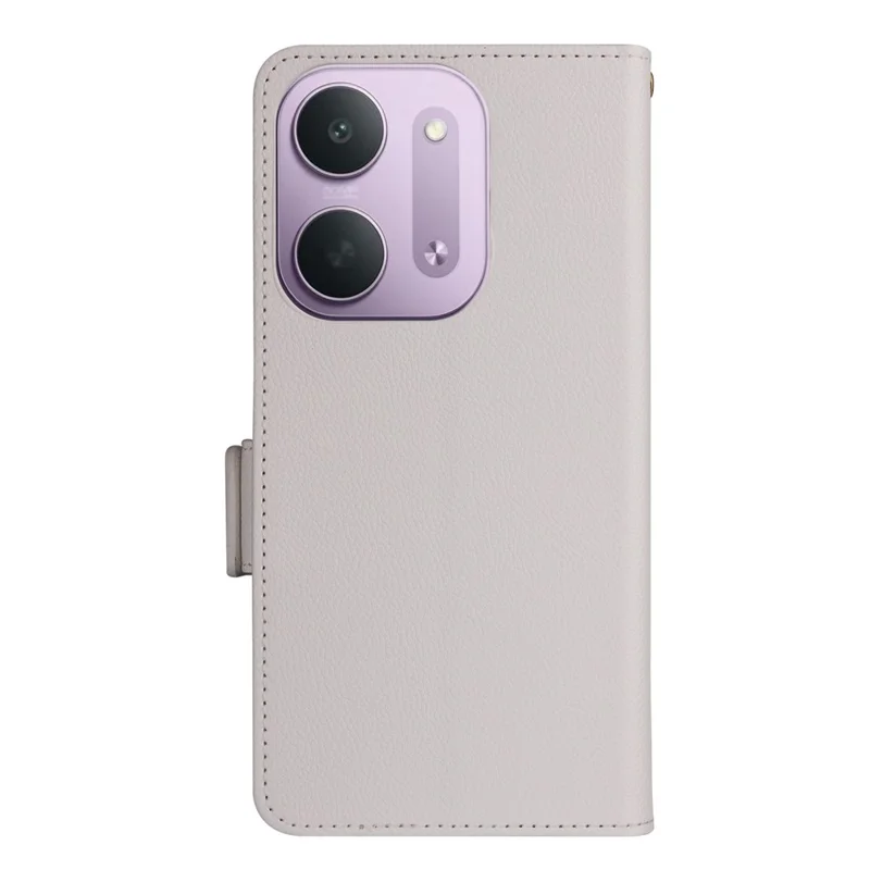 Für Xiaomi Redmi 17C 5G Hülle Litschi-Struktur Brieftasche Leder Handyhülle mit Handschlaufe - Weiß
