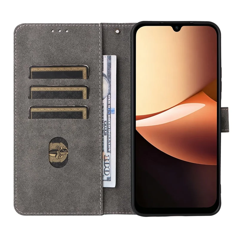 Für Xiaomi Redmi 17C 5G Brieftaschenhülle RFID-Blockierung PU-Leder Handyhülle mit Ständer und Riemen - Schwarz