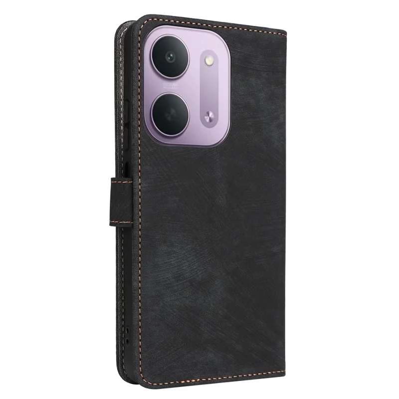 Für Xiaomi Redmi 17C 5G Brieftaschenhülle RFID-Blockierung PU-Leder Handyhülle mit Ständer und Riemen - Schwarz