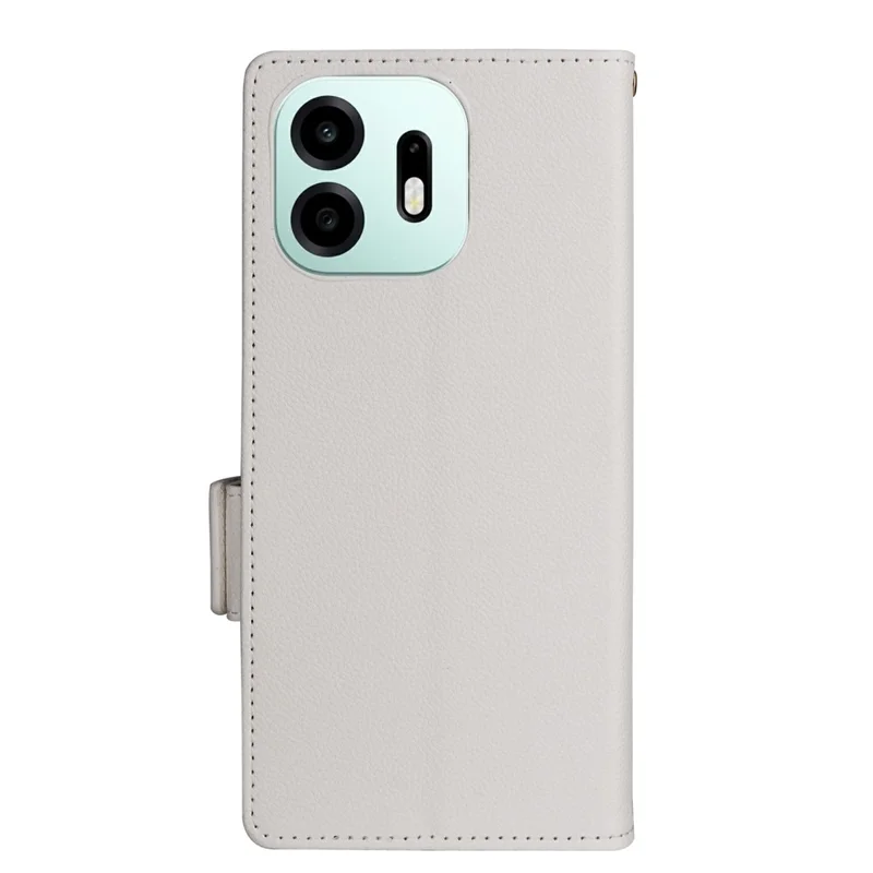 For OnePlus N6 4G Case Litchi Texture Wallet Leather Phone Cover with Wrist Strap - White