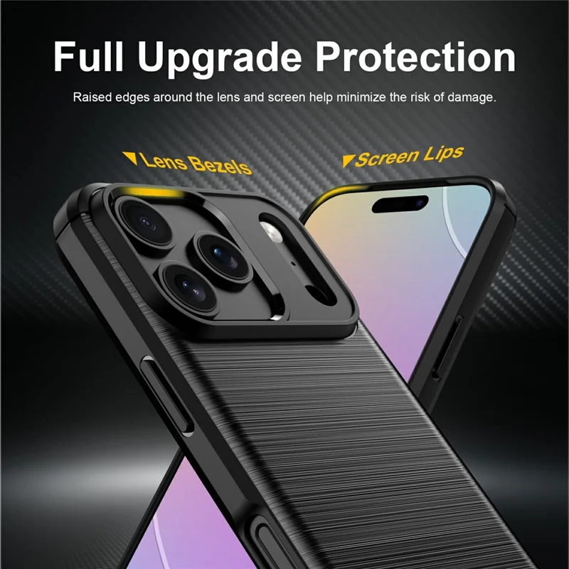 For iPhone 18 Pro Max / 17 Pro Max TPU Case Protective Phone Cover Carbon Fiber Texture Brushed - Black