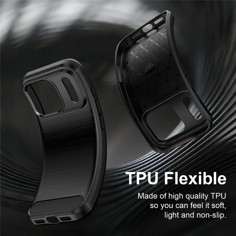 For iPhone 18 Pro Max / 17 Pro Max TPU Case Protective Phone Cover Carbon Fiber Texture Brushed - Black