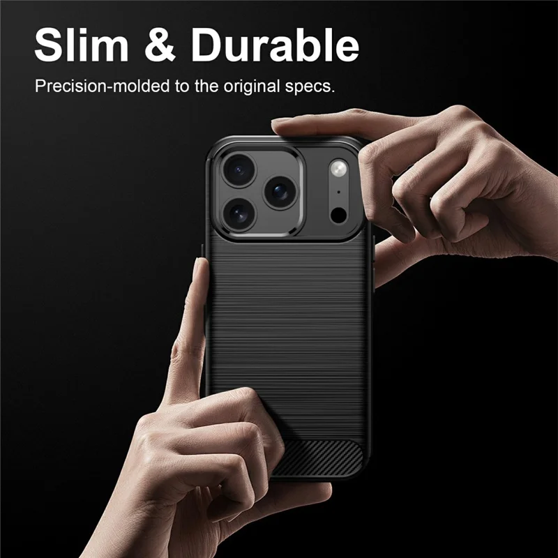 For iPhone 18 Pro Max / 17 Pro Max TPU Case Protective Phone Cover Carbon Fiber Texture Brushed - Black