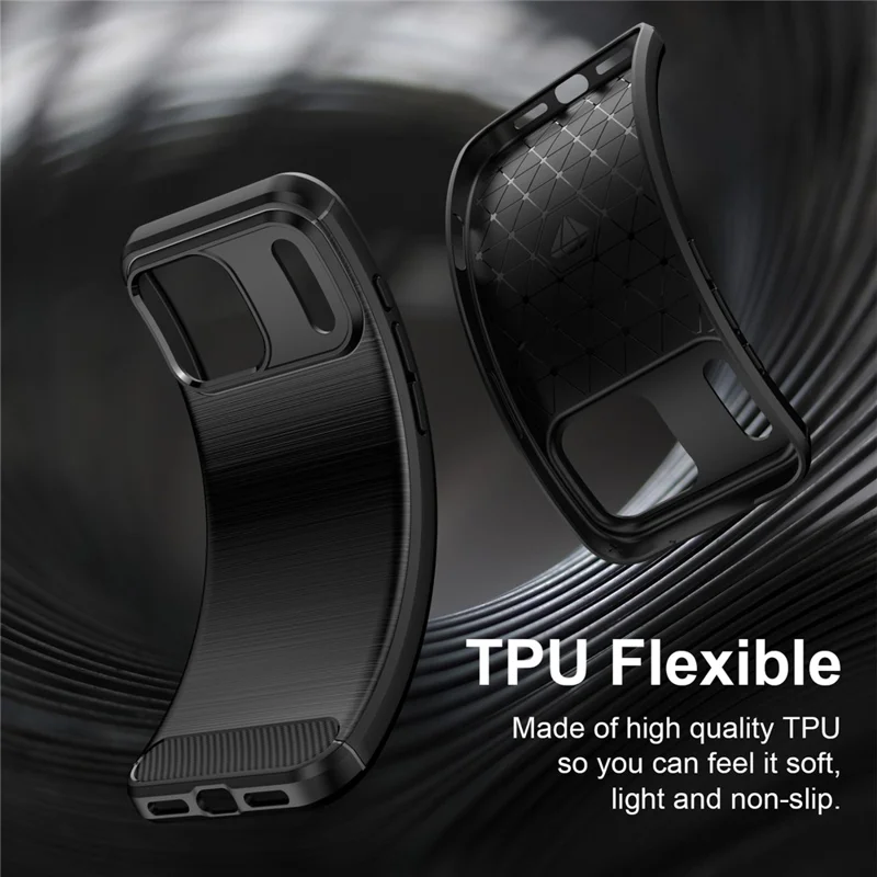 For iPhone 18 Pro / 17 Pro TPU Case Protective Phone Cover Carbon Fiber Texture Brushed - Black