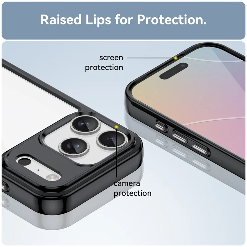 For iPhone 18 Pro Max / 17 Pro Max Case TPU + Acrylic Protective Clear Phone Cover - Black