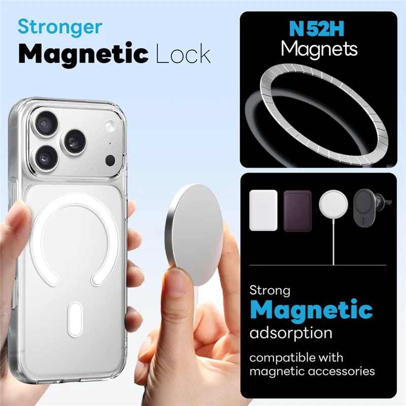 NORTHJO For iPhone 18 Pro Max Magnetic Case PC + TPU Phone Cover Set with Front Screen Protector + Lens Film