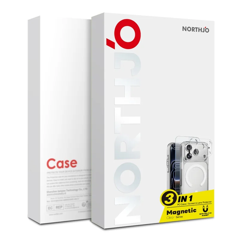 NORTHJO For iPhone 18 Pro Max Magnetic Case PC + TPU Phone Cover Set with Front Screen Protector + Lens Film